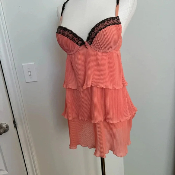 Peachy Black Lace Trim  Women's Intimate Dress/Babydoll S coquette Fairycore y2k - Picture 3 of 6